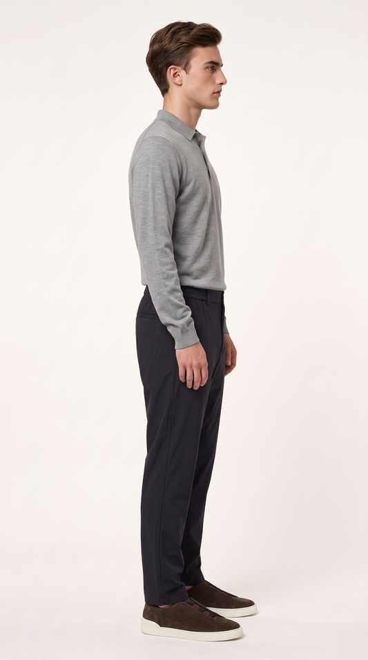 MERINO WOOLBLEND POLO | GREY