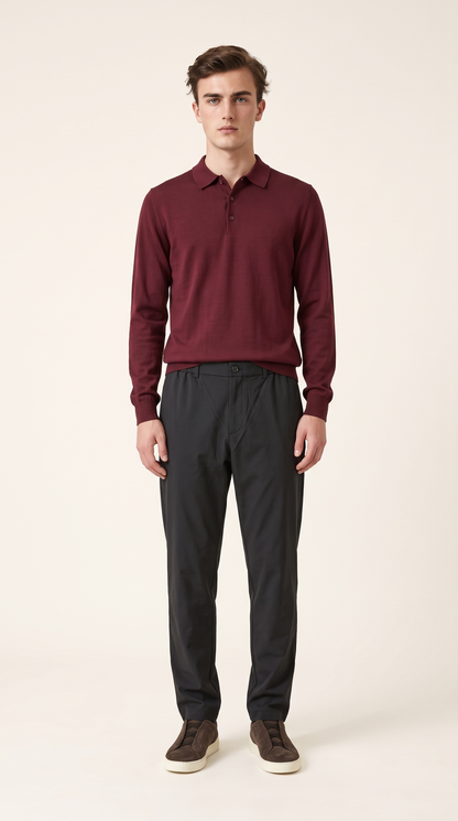 MERINO WOOLBLEND POLO | ANCORA RED
