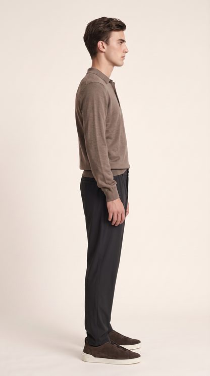 MERINO WOOLBLEND POLO | TAUPE
