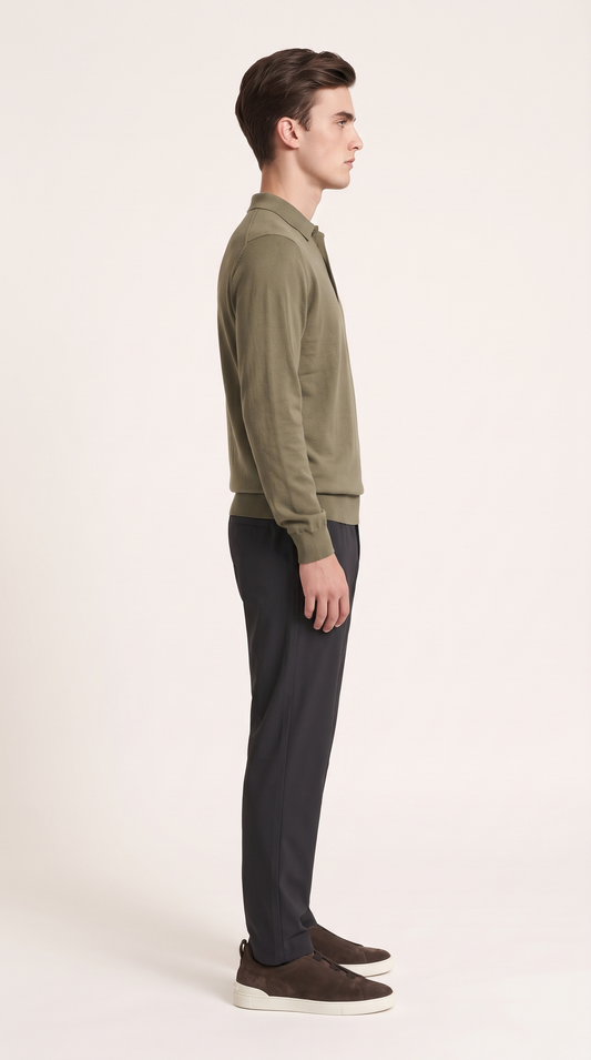 MERINO WOOLBLEND POLO | KHAKI