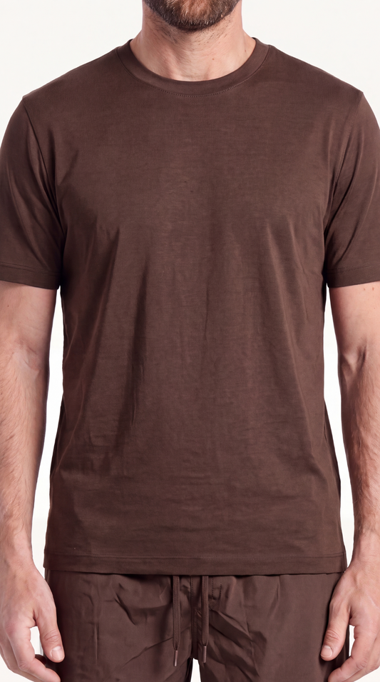 INTERLOCK SUPIMA T-SHIRT | DUNKELBRAUN